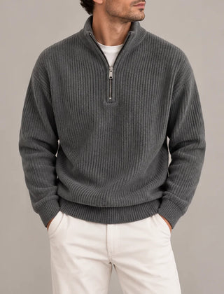 Corduroy Quarter-Zip Jumper – Grey