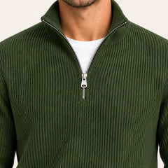Fine Rib Quarter Zip Jumper