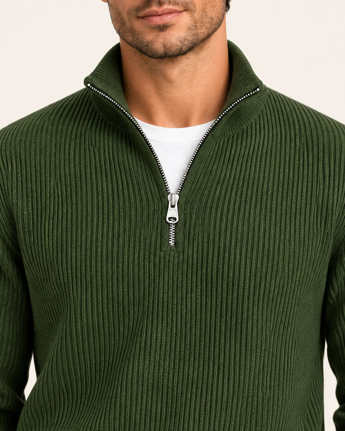 Fine Rib Quarter Zip Jumper