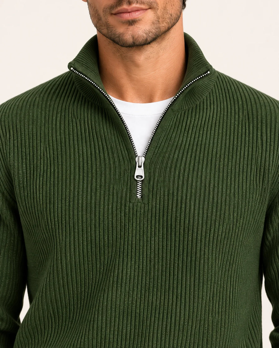 Fine Rib Quarter Zip Jumper
