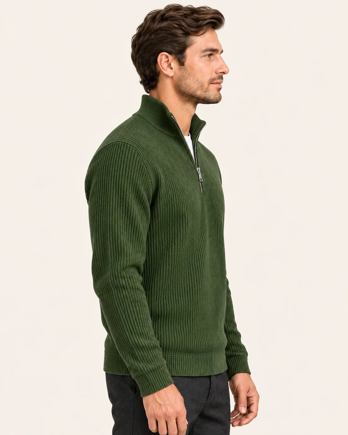 Fine Rib Quarter Zip Jumper