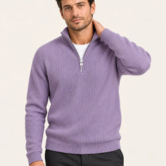 Fine Rib Quarter Zip Jumper – Lilac