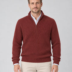 Cashmere Quarter-Zip Jumper – Red