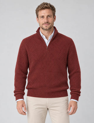 Cashmere Quarter-Zip Jumper – Red