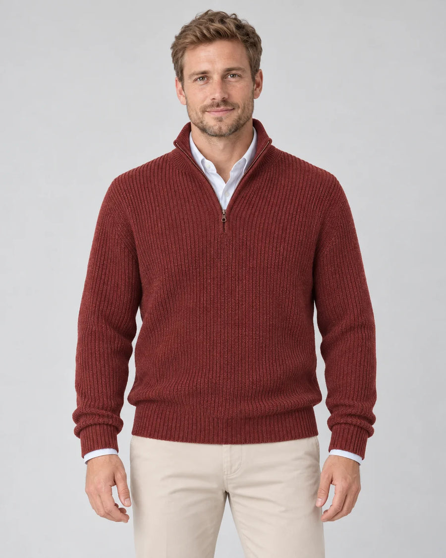 Cashmere Quarter-Zip Jumper – Red