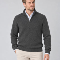 Cashmere Quarter-Zip Jumper – Grey
