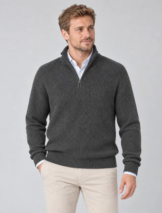 Cashmere Quarter-Zip Jumper – Grey