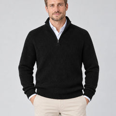 Cashmere Quarter-Zip Jumper – Black