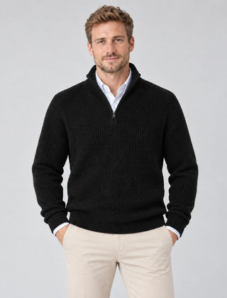 Cashmere Quarter-Zip Jumper – Black