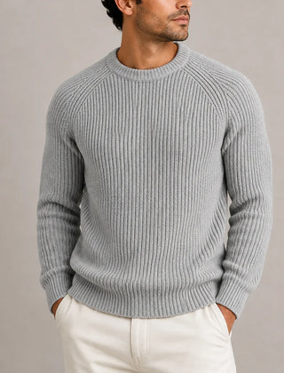 Fisherman Rib Knit Sweater – Grey