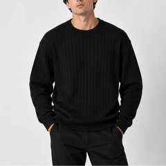 Ribbed Crew Neck Jumper – Black
