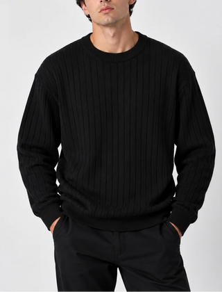 Ribbed Crew Neck Jumper – Black