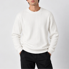 Ribbed Crew Neck Jumper – White