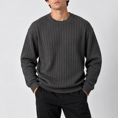 Ribbed Crew Neck Jumper – Grey