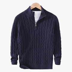 Cable Knit Half-Zip Jumper – Navy
