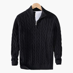 Cable Knit Half-Zip Jumper – Black
