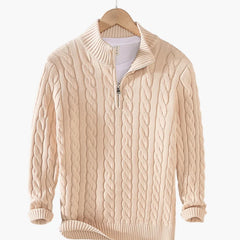 Cable Knit Half-Zip Jumper – Cream