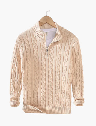 Cable Knit Half-Zip Jumper – Cream
