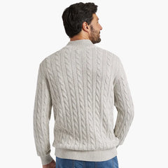 Cable Knit Half-Zip Jumper – Light Grey, back view