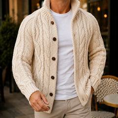 Cable Knit Button Cardigan – Cream