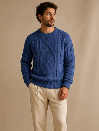 Chunky Cable Knit Jumper – Blue