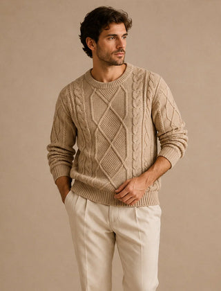 Chunky Cable Knit Jumper – Beige