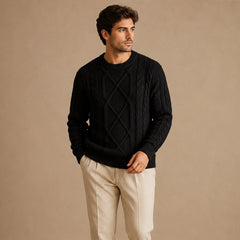 Chunky Cable Knit Jumper – Black