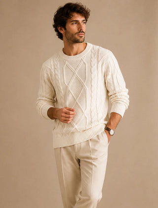 Chunky Cable Knit Jumper – White