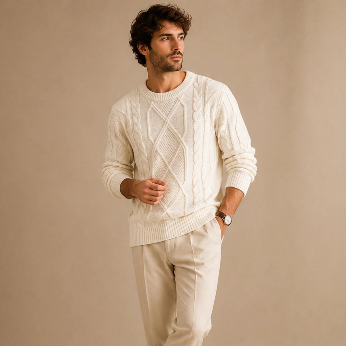 Chunky Cable Knit Jumper – White