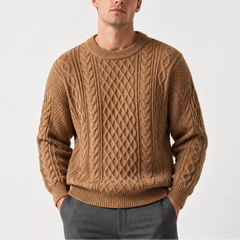 Cable Knit Crew Neck Jumper – Camel