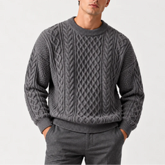 Cable Knit Crew Neck Jumper – Grey