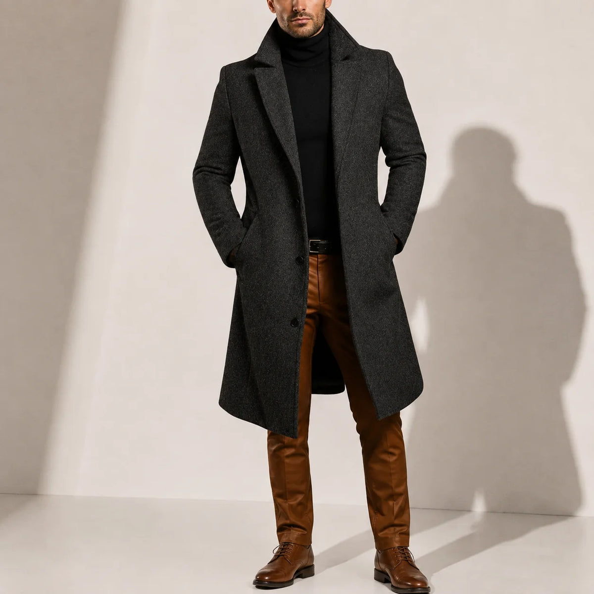 Wool Blend Overcoat – Charcoal
