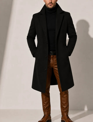 Wool Blend Overcoat – Black