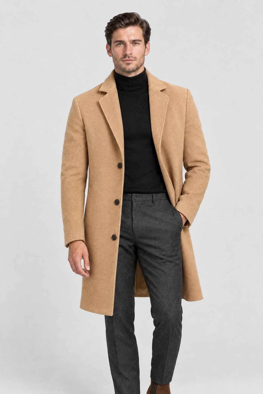 Longline Tailored Overcoat – Camel