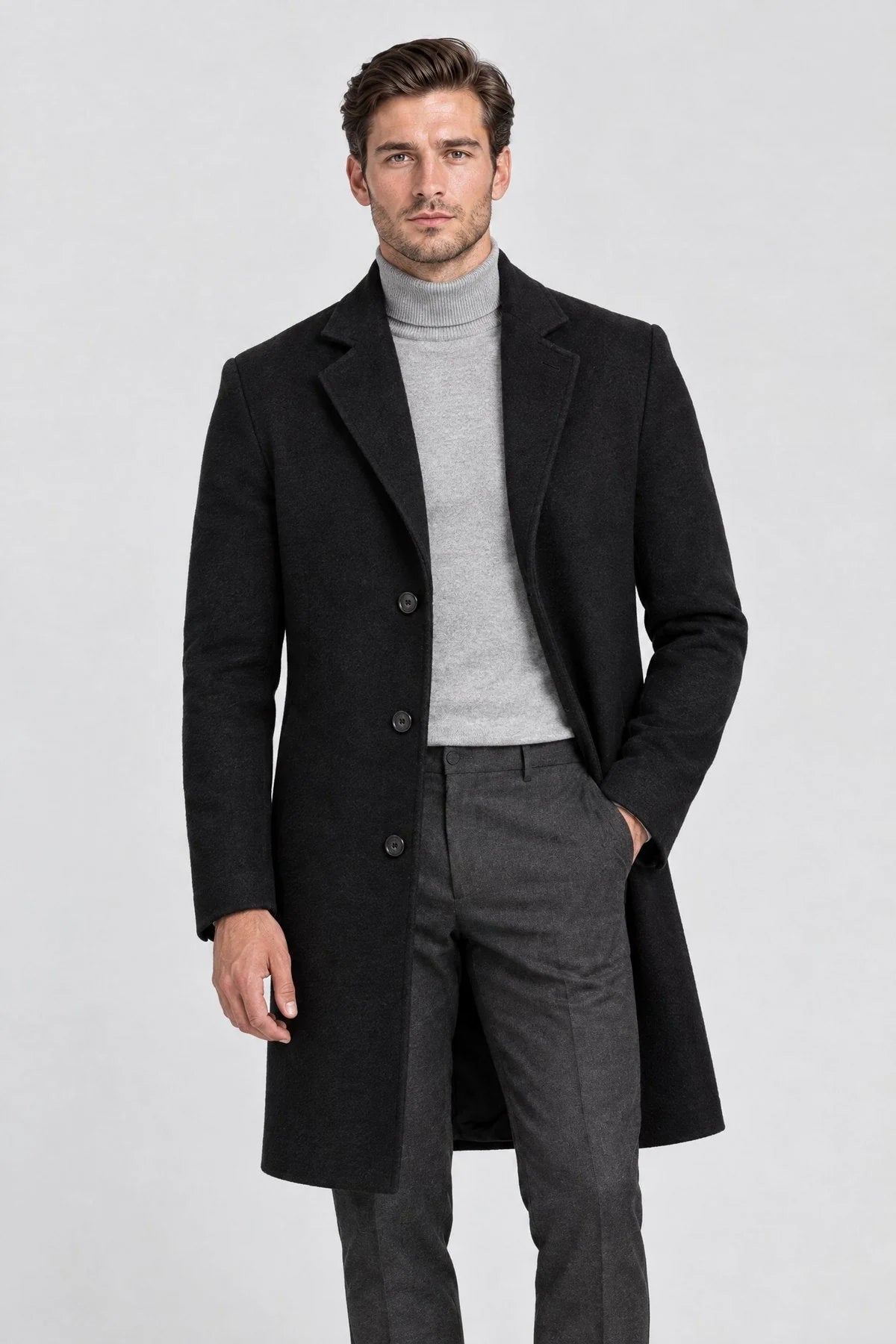 Longline Tailored Overcoat – Black