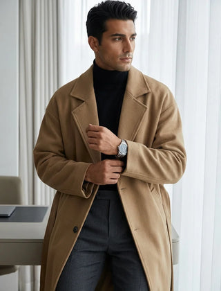 Belted Wool-Look Overcoat – Camel