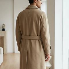 Belted Wool-Look Overcoat – Camel, back view