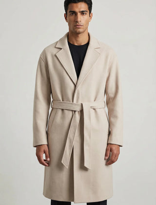 Belted Wool-Look Overcoat – Beige
