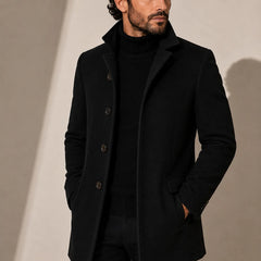 Tailored Stand Collar Coat – Black