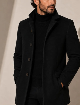 Tailored Stand Collar Coat – Black