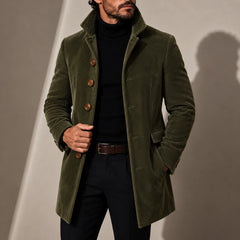 Tailored Stand Collar Coat – Green