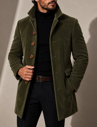 Tailored Stand Collar Coat – Green