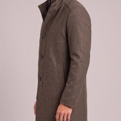 Stand Collar Wool Blend Overcoat