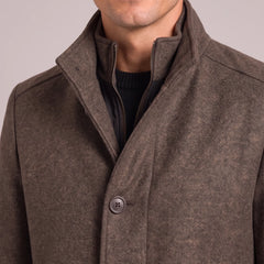 Stand Collar Wool Blend Overcoat