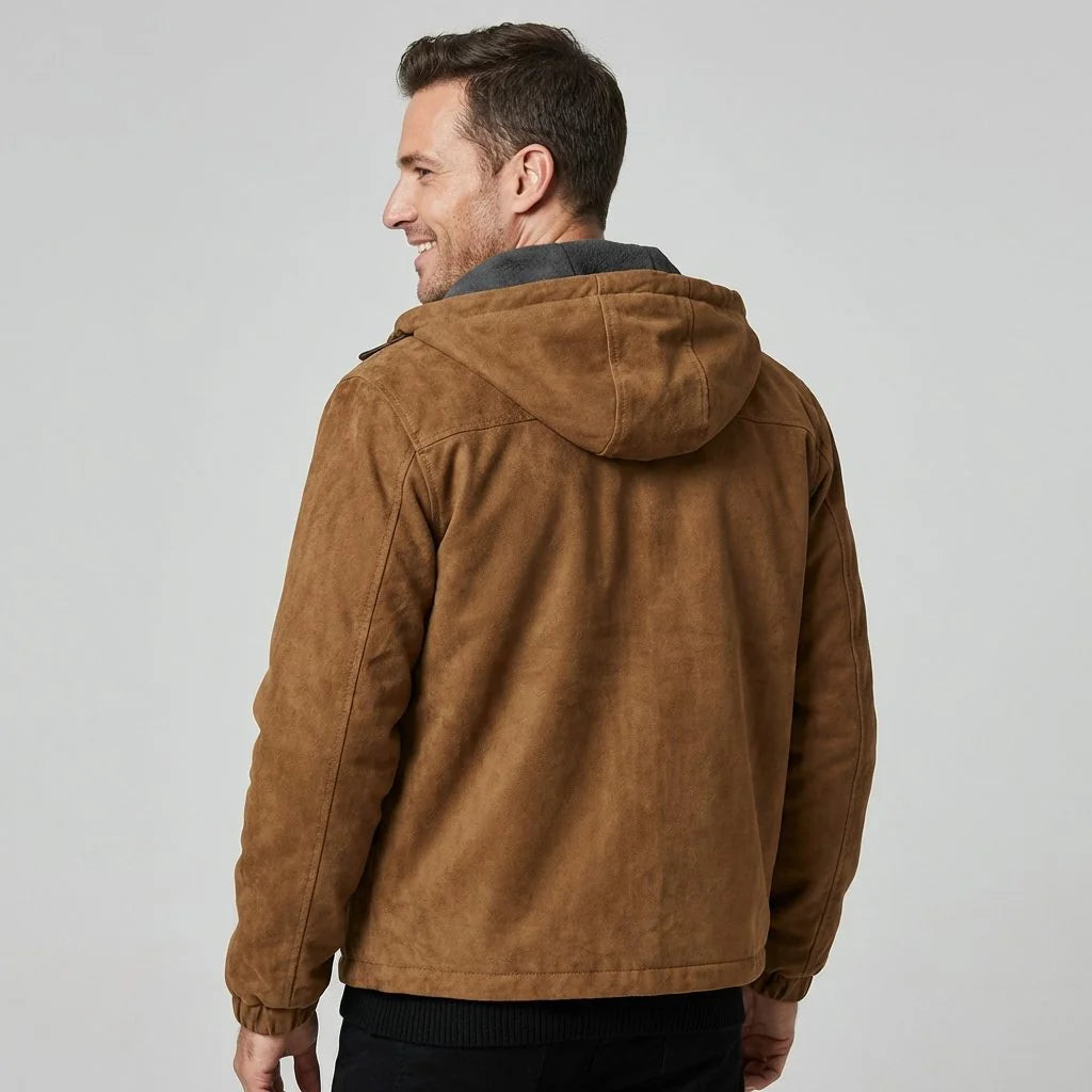 Hooded Suede-Look Bomber Jacket