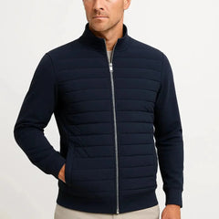 Quilted Knit Sleeve Jacket – Navy