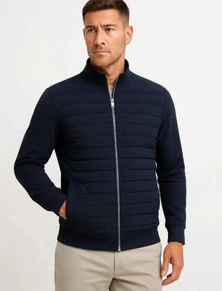 Quilted Knit Sleeve Jacket – Navy