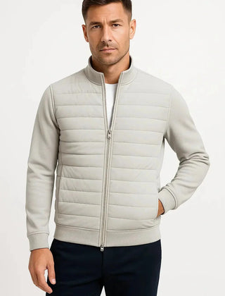 Quilted Knit Sleeve Jacket – Light Grey