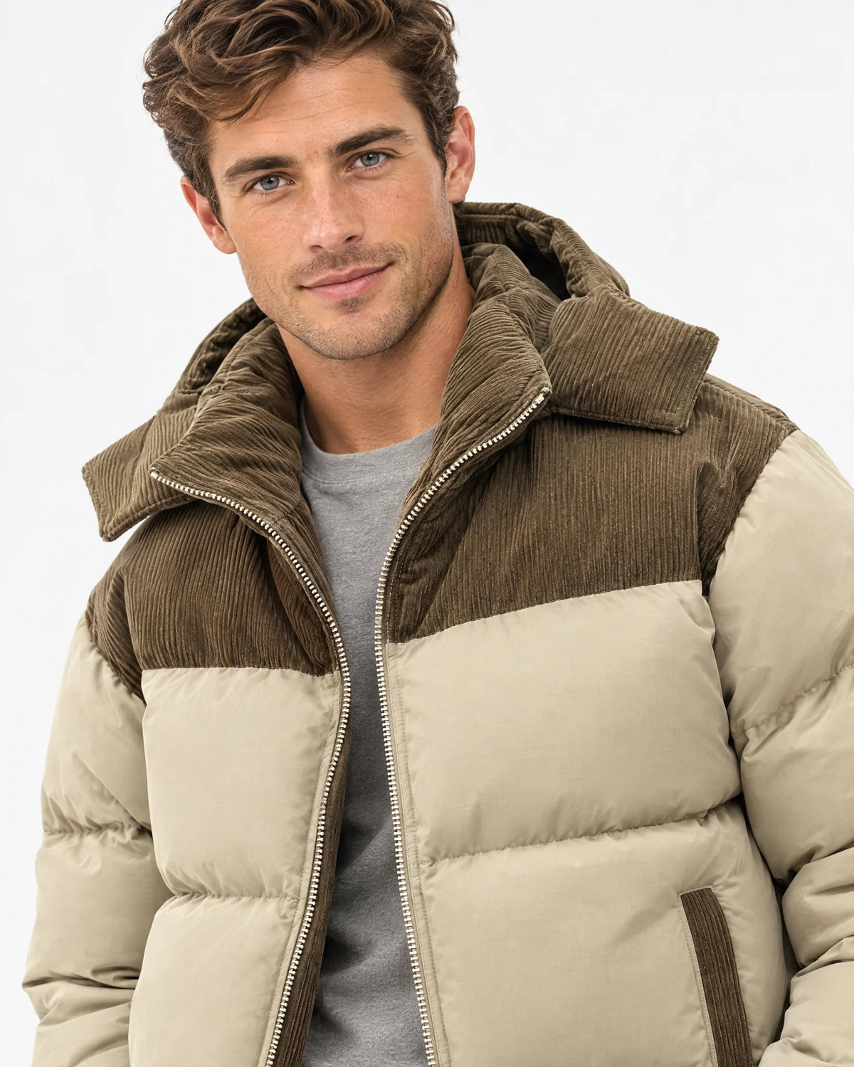 Hooded Corduroy Puffer Jacket