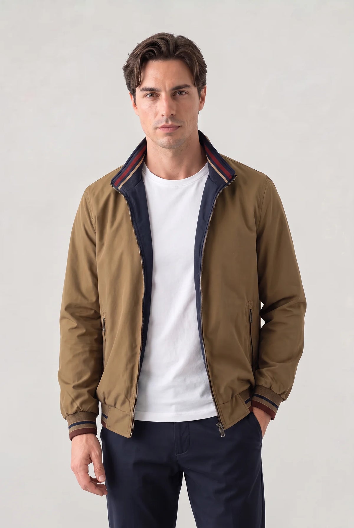 Reversible Harrington Jacket – Khaki